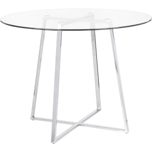 Cosmo 39" Dining Table in Chrome & Tempered Glass Top